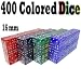 400 Bulk Colored Dice 16mm - Purple, Blue, Green, Red by Brybelly
