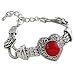 Burnished Silvertone Heart Red Coral-colored Fashion Bracelet