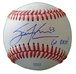 Cincinnati Reds Sam Lecure Autographed ROLB Baseball Featuring "Go Reds" Inscription! Proof Photo