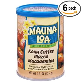 Mauna Loa Kona Coffee Glazed Macadamia Nuts, 5.5-Ounce Canisters (Pack of 6)