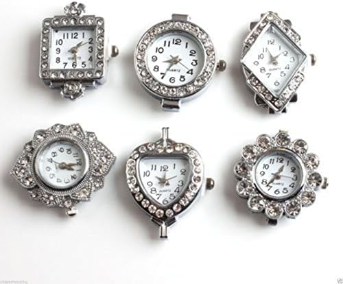 6x Mixed Silver Tone Watch Faces/parts Movements Pendants Diy Necklace Excellent Gift