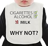 Cigarettes Alcohol Milk Why Not ネクタイを有する有機ビブ Medium