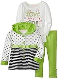 Kids Headquarters Little Girls' 3 Pack Love Being A Girl Jacket Set, Chartreuse, 6