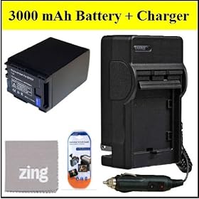 Canon VIXIA HFM300 HFM301 HFM400 Camcorder Battery & AC/DC Battery Charger Kit Includes BP-827 Battery + Battery Charger + LCD Screen Protectors + Micro Fiber Cleaning Cloth