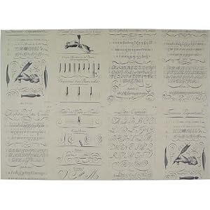 Calligraphy Treatise & Exercises French Lessons Decoupage or Gift Wrap Paper 20 x 28"