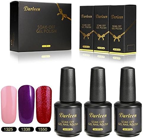 Darleen Color Gel Nail Polish Gift Set 3-Piece Collection Gelpolish Soak-off UV LED Nail Art Gelpolish 15ml Each, Nude Color Themed UV/LED Nail Lacquer Gel Polish Master Set
