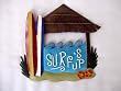 Tiki Hut with Surfboards Surf's up Metal Sign - New