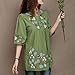 Ashir Aley Embroidered Peasant Dressy Tops 3/4 Sleeve Mexican Blouse