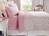 Butterfly Garden Pink Floral Girls Twin Quilt Set