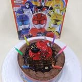 ★特命戦隊 ゴーバスターズ・キャラデコ・ショコラデコレーションケーキ５号ベルギー産チョコ(バースデーオーナメント・キャンドル６本付き）