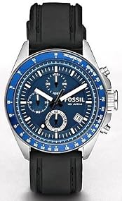Fossil #CH2691 Men's Blue Dial Silicone Strap Chronograph Watch