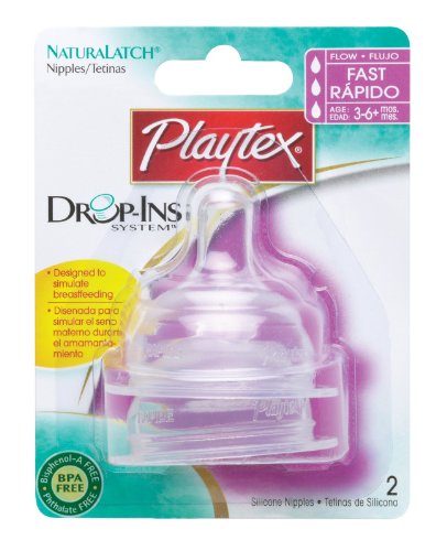 Playtex NaturaLatch Silicone Nipple - Fast Flow - 2 pack --