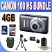 Canon PowerShot ELPH 100 HS 12.1 MP Digital Camera (Grey) W/4GB SDHC Memory + USB Card Reader + Shock Proof Case w/Strap + Mini Tripod + Accessory Saver Bundle!