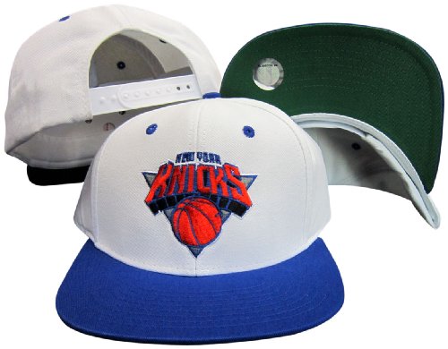New York Knicks White/Blue Two Tone Snapback Adjustable Plastic Snap Back Hat / Cap