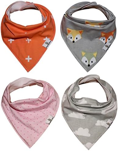Bandana bibs - Bandana drool bib - Bibs for girls - Bandana bibs with snaps - 100% cotton- Absorbent for drooling and teething baby.