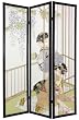 Sumi-e & Block Art Print Designs - 6ft. Japanese Geisha Shoji Style Washi Rice Paper Privacy Screen - 3 Panel