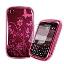 HOT PINK BLACKBERRY CURVE 3G 9300 BUTTERFLY DESIGN FLOWER HYDRO SOFT TRANSPARENT TPU SILICONE BUTTERFLY PRINT CASE COVER WITH FREE ULTRA CLEAR LCD SCREEN PROTECTOR - BY WHOLESALEUK PHONE CASE COVERS AND ACCESSORIES