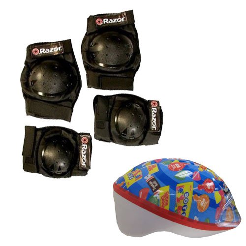 Razor Multi-Sport Protective Pad Set and V8 Toddler Tootsie Roll Helmet (Fits Ages 1-4)