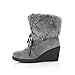 Show Shine Women's High Quality Nubuck and Faux Cony Hair Fold Over Wedge Platform Snow Boots