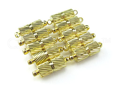 8 CleverDelights Magnetic Jewelry Clasps - Spiral Style - Gold Color - Necklace Magnet Clasp Converter