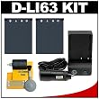 (2) CTA D-LI63 Rechargeable Li-ion Batteries + Mini Battery Charger + Cleaning Kit for Pentax Optio M30, M40, W30, T30 & V10 Digital Cameras