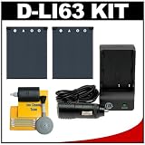 (2) CTA D-LI63 Rechargeable Li-ion Batteries + Mini Battery Charger + Cleaning Kit for Pentax Optio M30, M40, W30, T30 & V10 Digital Cameras
