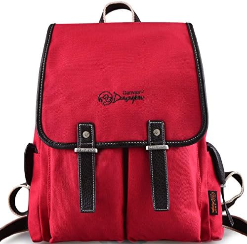 SharkDare High-Capacity Inexpensive Canvas Unisex Schoolbag Red
