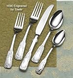 Towle Silversmiths 1690 Engraved 45 Piece 18/10 Stainless Flatware Set Service for 8 Plus Hostess Set