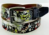 Don Ed Hardy Tiger Vex Open Mouth Leather Stud Belt