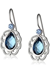 1928 Jewelry "1928 Blue Jeweltones" Silver-Tone Small Pear Drop Earrings