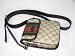 Gucci Handbags 147668 (Beige/Brown) Logo Coated Canvas Messenger Bag with Signature Web