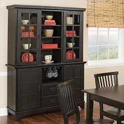 Home Styles Arts and Crafts Dining Buffet with Hutch in Ebony