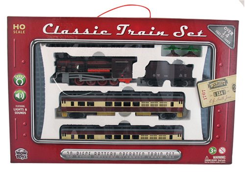 WowToyz Classic Train Set with Carry Case - Steam Engine with Passenger Car