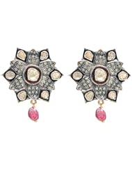 Solid Gold Rose Cut Diamond Stud Earring Victorian Jewelry