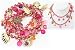 Unique Fuschia Cord Multi Charm Wrap Bracelet with Elephant, Lucky Hand, & Shamrock Charms Gold Tone ~ Doubles as a Necklace