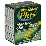 Alka Seltzer Plus Night-Time Cold Medicine Effervescent Tablets, Soothing Lemon, 20-Count Boxes (Pack of 3)