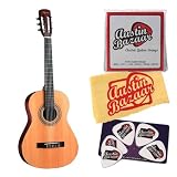 Squier by Fender MC-1 3/4-Size Nylon String Classical Acoustic Guitar Bundle with Strings, Pick Card, and Polishing Cloth - Natural