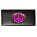 Long Wallet of Grunge 60's Pink Peace Symbol (Brown Background) (Peace Sign, Cool)
