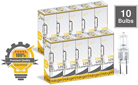 Oxford Light OL99973 (10 Pack) G4 12V JC Type, 10W, Halogen Light Bulb, Clear Bi-pin Base Halogen Lamp 10-Pack