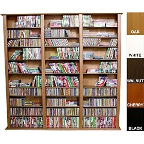 Spartak Bookcase Media Tower - Tall Triple 2413WHITE (White) (76H x 76W x 9.5D)