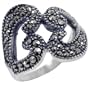 Size 8 Marcasite Hearts Right Hand Ring