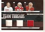 2005 Leaf Limited Team Threads Triple TTT-15 Joe Montana / Jerry Rice / Steve Young San Fransisco 49ers (Piece of Authentic Game Worn Jersey - Serial #'d to 50 - Football Cards)