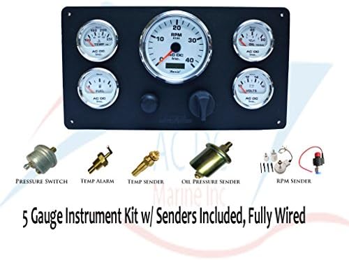 Universal Marine Engine Gauge Kit &amp; Sending Units (for engine with alternator pickup signal)