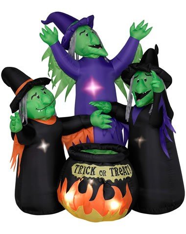 3 Witches with Cauldron Halloween Animated Airblown Inflatable