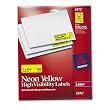 Avery High Visibility Labels - 1" Width x 2.62" Length - 30/Sheet - Permanent - 750 / Pack - Neon Yellow