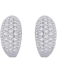 2.50 ct Ladys Round Cut Diamond Huggies Earrings in 14 karat White Gold