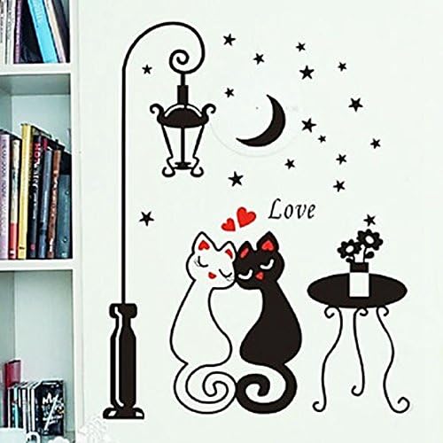 The Fashion Seller-Night Streetlight Lovers Cat Pattern PVC DIY Wall Paper