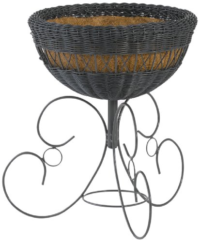 DMC Products 16-Inch Resin Wicker Urn Planter, Hunter Green