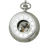 Solid Sterling Silver Skeleton Pocket Watch from Euro Geneve by Euro Geneve