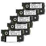 Pack of 5 Casio Black Ink Ribbon Cassette Cartridge for All CW Disc Title Printers, CW-50 and CW-75 CD Title Writers (TR-18BK)